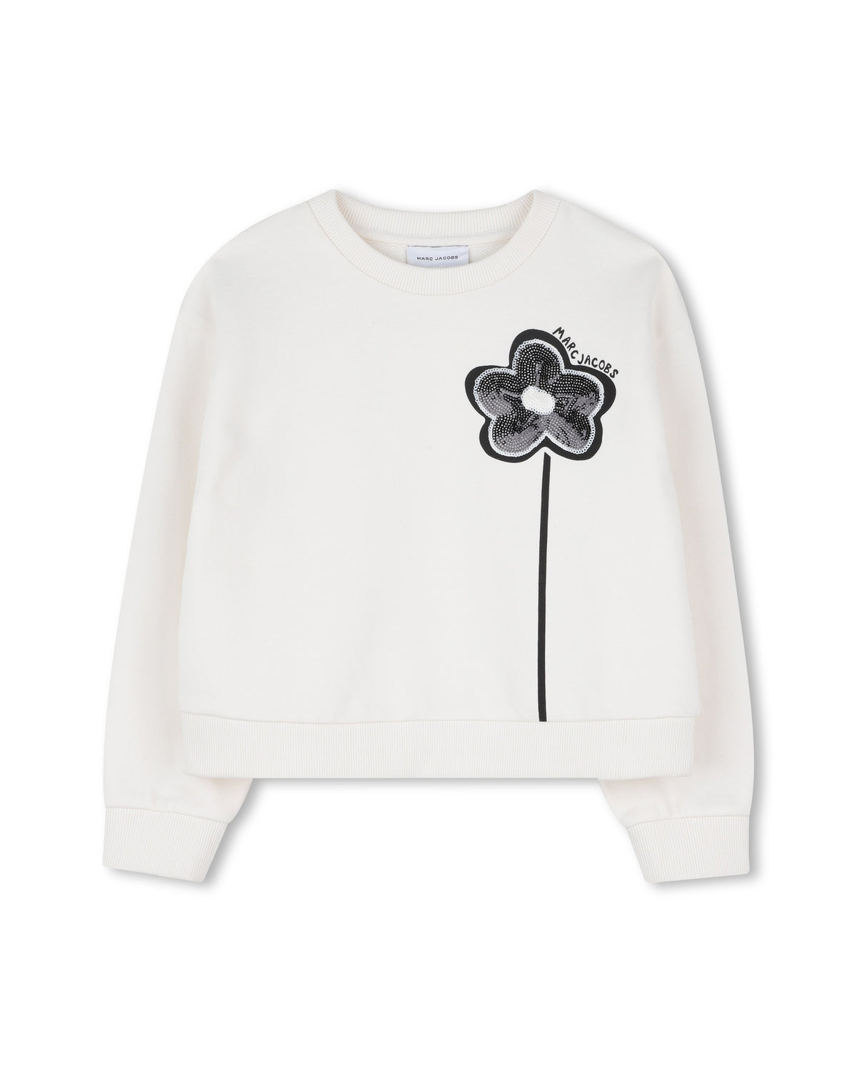 MARC JACOBS  EMBROIDERED SEQUINS CHEST FLOWER SWEATSHIRT