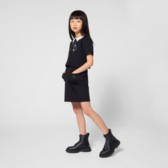 MARC JACOBS SHORT SLEEVE EMB. COLLAR AND RHINESTONE BOW POCKET DRESSY DRESS