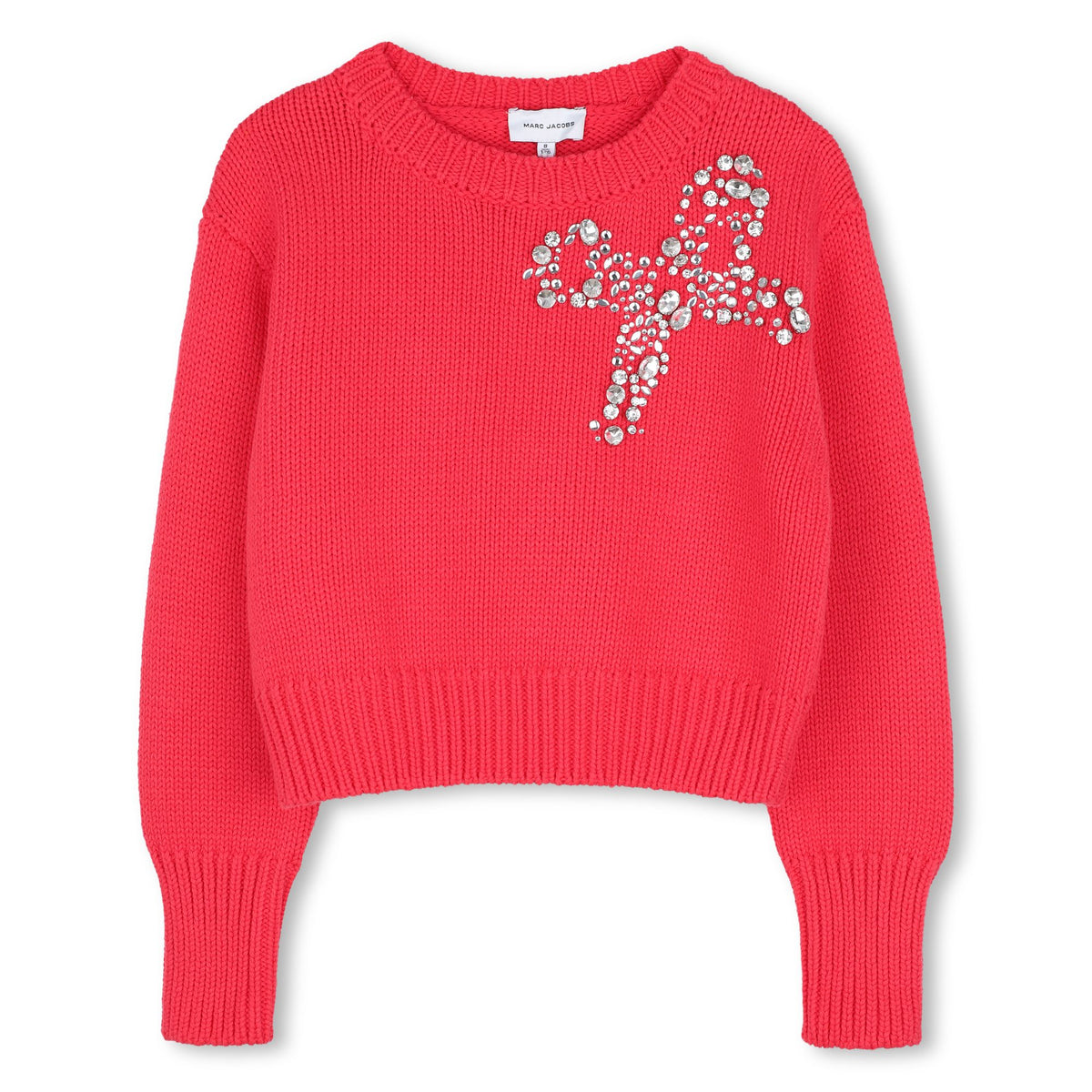 MARC JACOBS PULLOVER KNIT RHINESTONE BOW SWEATSHIRT