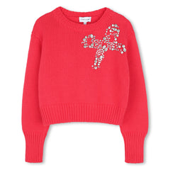MARC JACOBS PULLOVER KNIT RHINESTONE BOW SWEATSHIRT