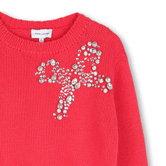 MARC JACOBS PULLOVER KNIT RHINESTONE BOW SWEATSHIRT