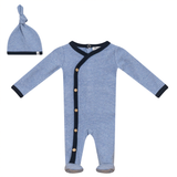 LITTLE FRAGILE 2PC STRIPE STRETCH FOOTIE + BEANIE SET