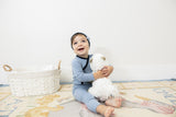 LITTLE FRAGILE 2PC STRIPE STRETCH FOOTIE + BEANIE SET