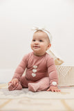 LITTLE FRAGILE 2PC HEART PRINT VELOUR FOOTIE + BEANIE SET