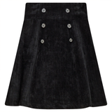 CHARLOTTE & GEORGE BUTTON FRONT STRIPE VELOUR SKIRT