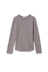 FYI STRIPED RIBBED V-NECK TOP