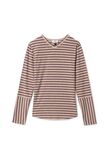 FYI STRIPED RIBBED V NECK TOP