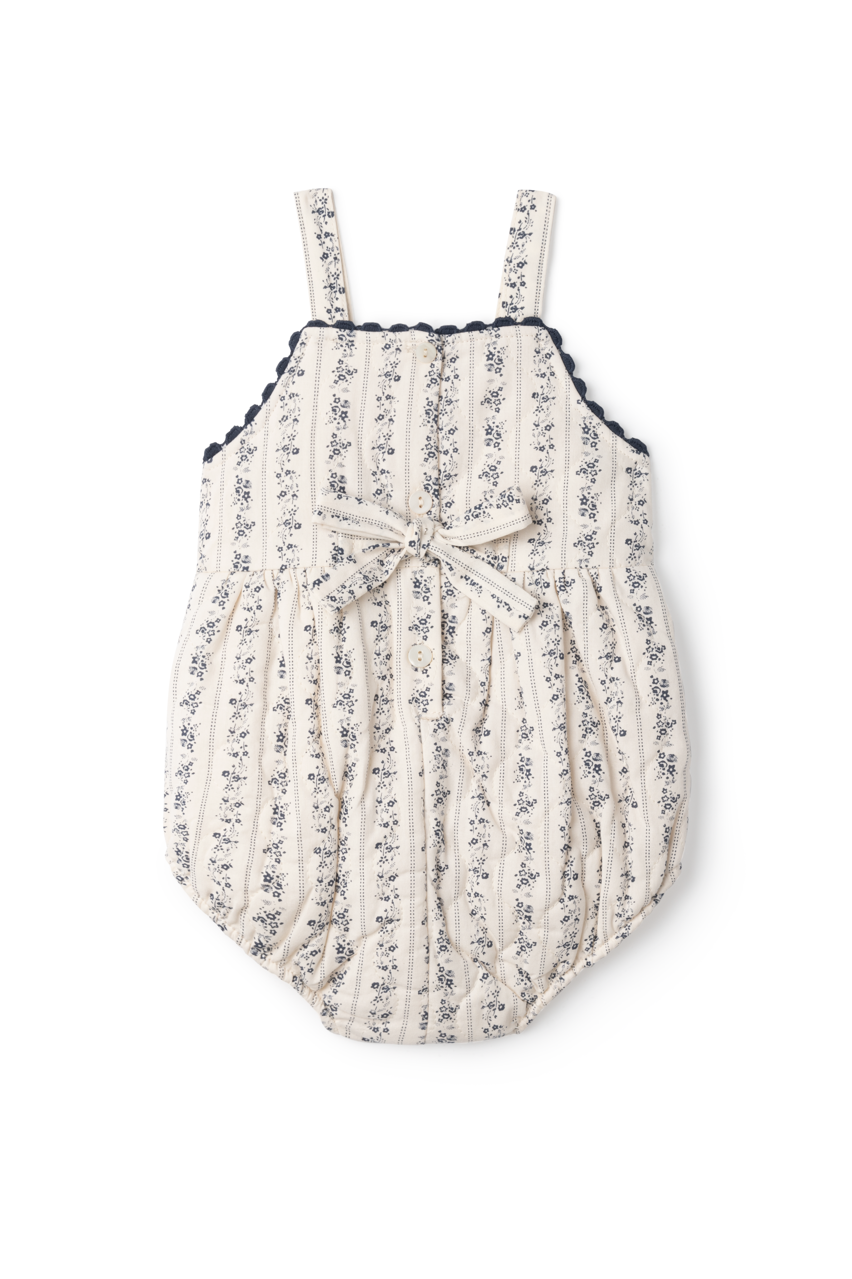 CHARLOTTE & GEORGE STRIPE FLORAL QUILTED ROMPER