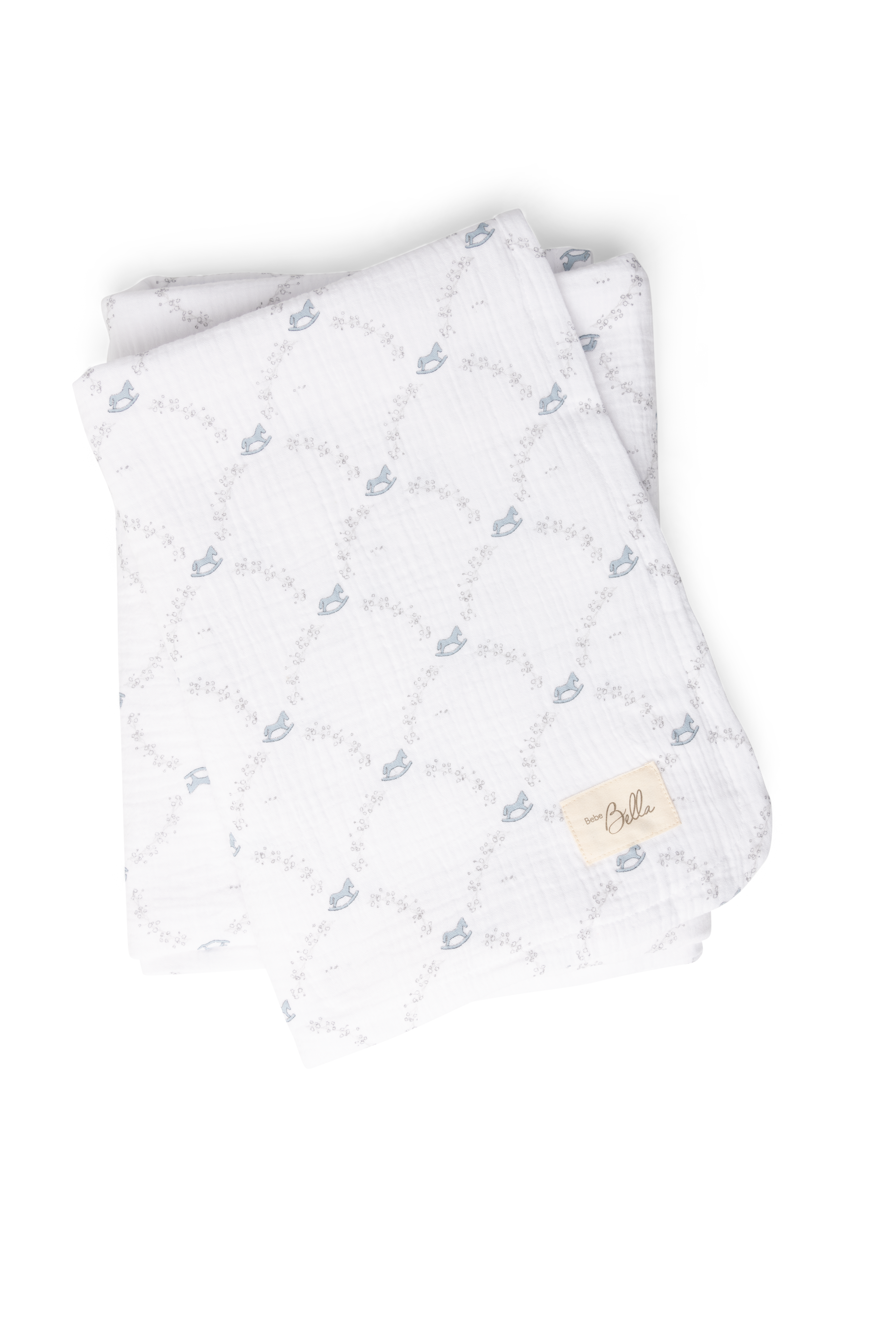 BEBE BELLA 3PC ROCKING HORSE PRINT FOOTIE, BONNET & SWADDLE SET