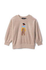 SPACE GREY ROPE EMBROIDERED VELOUR TOP