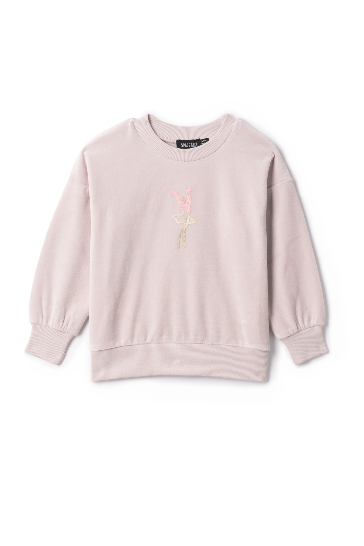 SPACE GREY ROPE EMBROIDERED VELOUR TOP