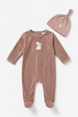 LITTLE FRAGILE 2PC BUNNIES GRAPHIC FOOTIE WITH BEANIE SET