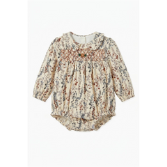 CLO SMOCKED EMBROIDERED ROMPER