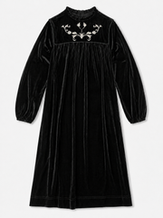 SEAL EMBROIDERED QUILTED VELOUR DRESS