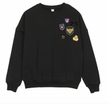 BOPOP VELVET BOW BADGE SWEATSHIRT