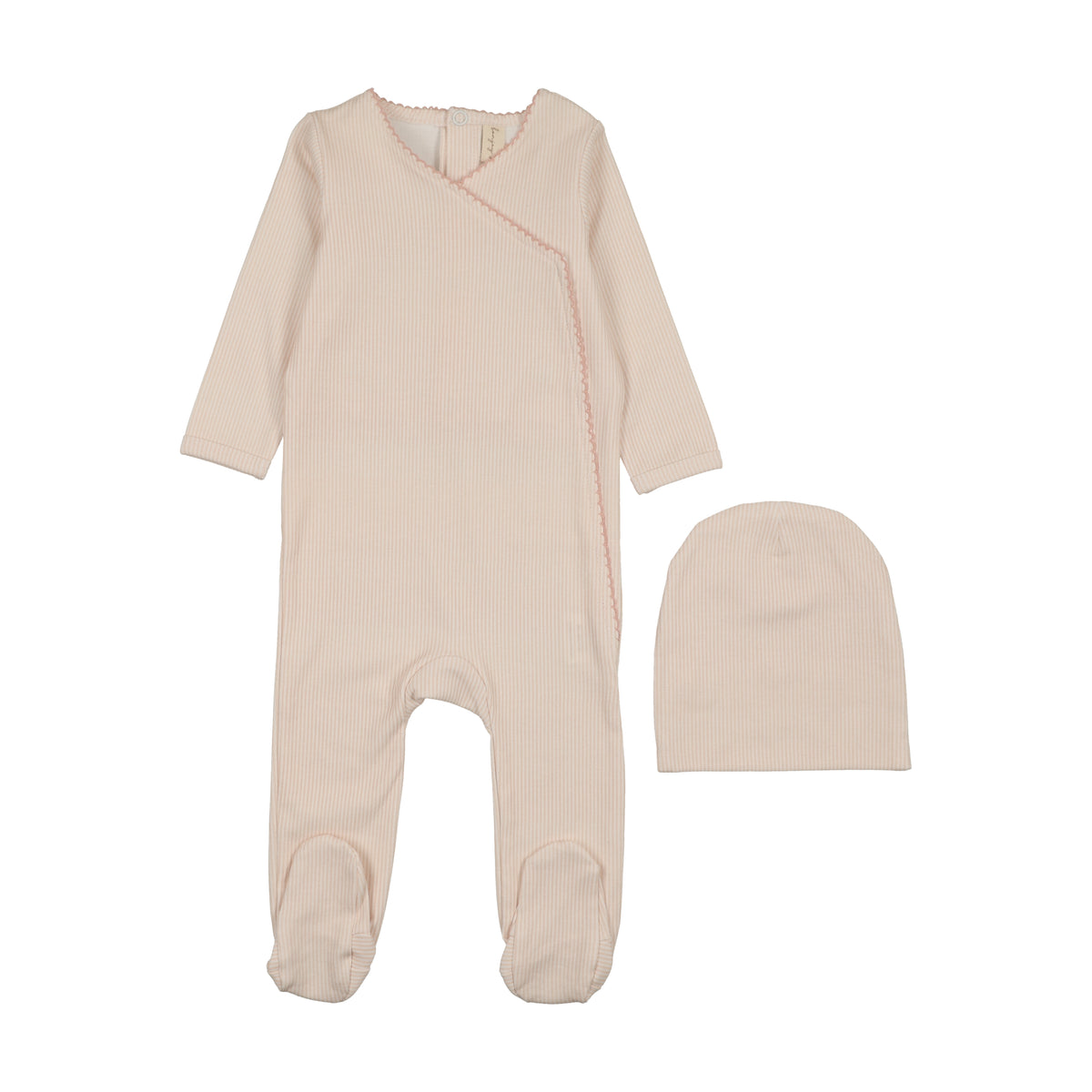 BONJOY 2PC PINSTRIPE WRAP FOOTIE WITH BONNET