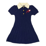 PHILOSOPHY SHORT SLEEVE KNIT BUTTON DRESS WITH COLLAR