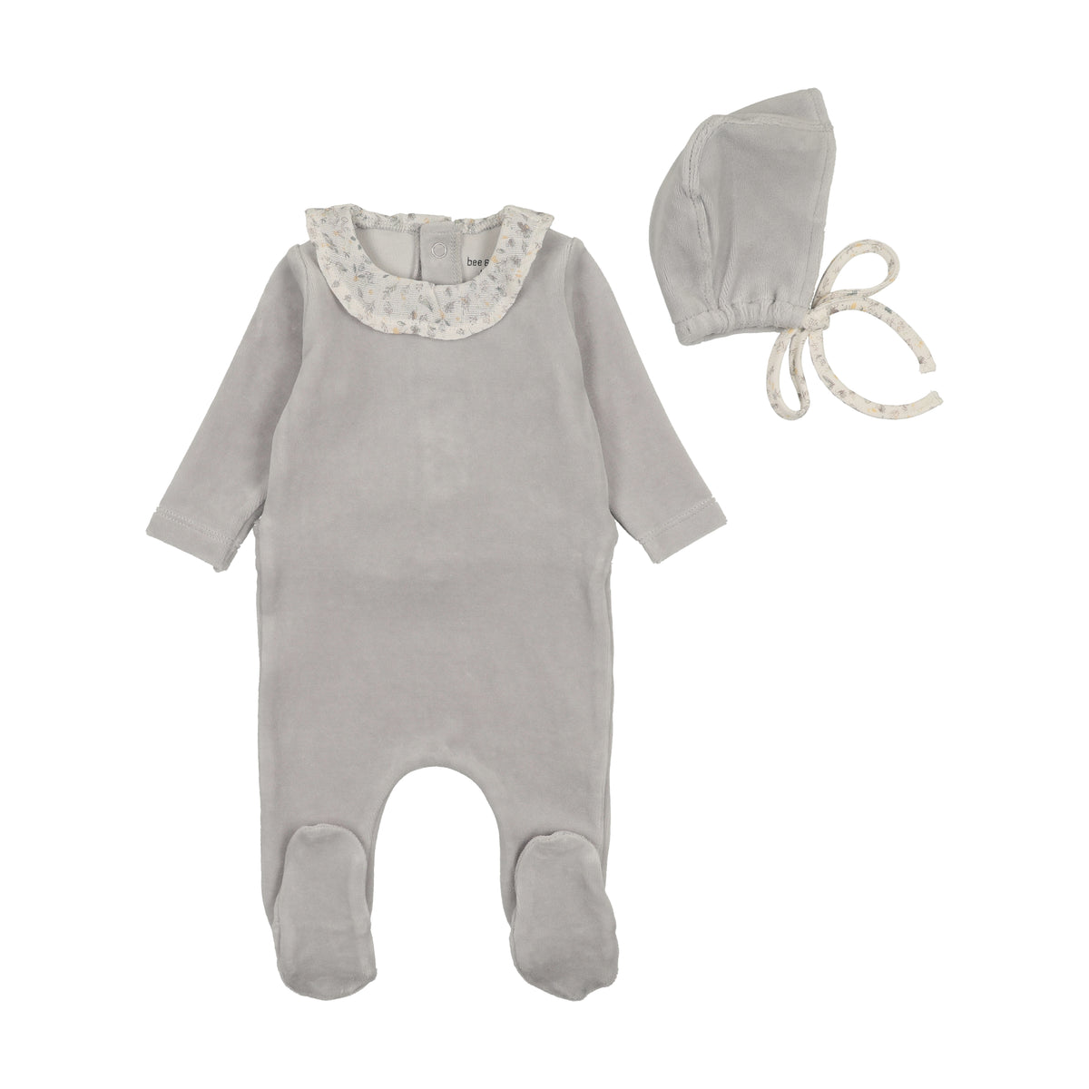 BEE & DEE 3PC WHIMSICAL BLOOM COLLAR FOOTIE, POINTY BONNET WITH BLANKET SET