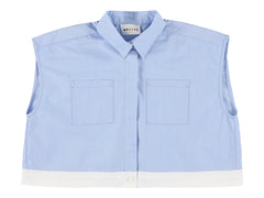 MORLEY 2PC COLLARED POCKET VEST WITH STRIPED SKIRT