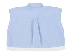 MORLEY 2PC COLLARED POCKET VEST WITH STRIPED SKIRT