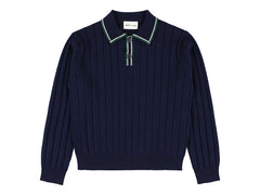 MORLEY YAN LONG SLEEVE KNIT POLO WITH COLOR TRIM