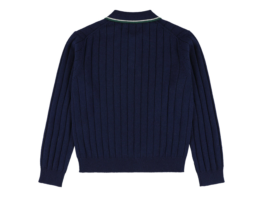 MORLEY YAN LONG SLEEVE KNIT POLO WITH COLOR TRIM