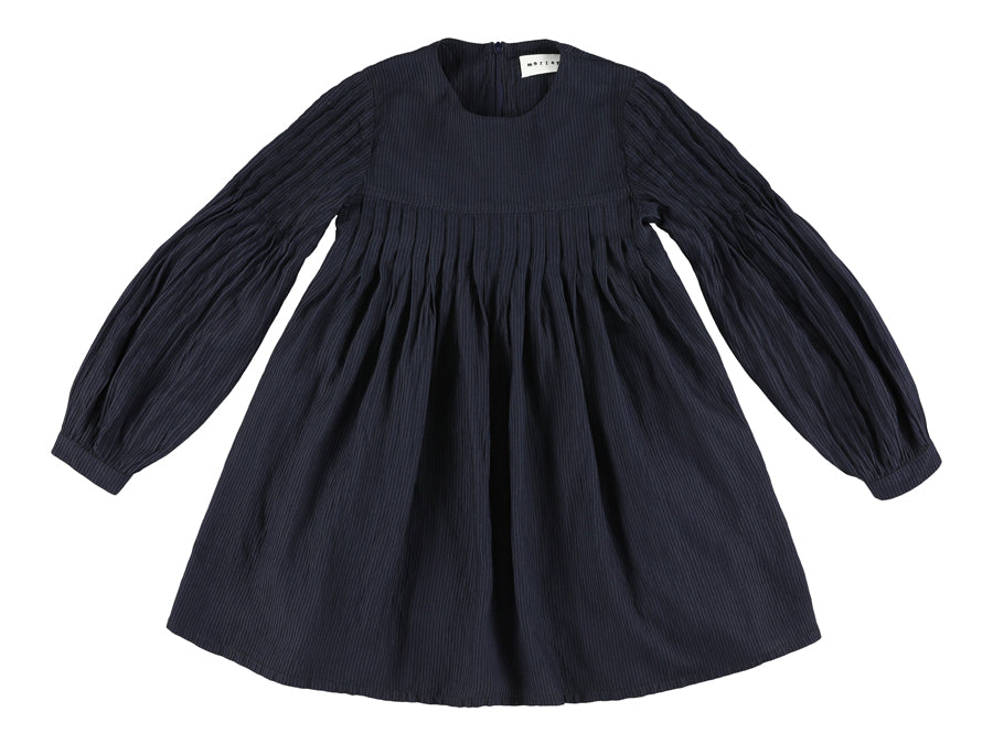 MORLEY YNDIA BALLOON SLEEVE PINSTRIPE PLEATED DETAIL DRESS