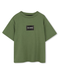 KARL LAGERFELD SHORT SLEEVE TEE WITH BOX LOGO ON FRONT AND GRAPHIC ON BACK