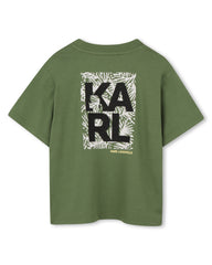 KARL LAGERFELD SHORT SLEEVE TEE WITH BOX LOGO ON FRONT AND GRAPHIC ON BACK