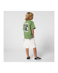 KARL LAGERFELD SHORT SLEEVE TEE WITH BOX LOGO ON FRONT AND GRAPHIC ON BACK