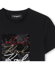 KARL LAGERFELD SHORT SLEEVE TEE WITH FRONT AND BACK GRAPHIC