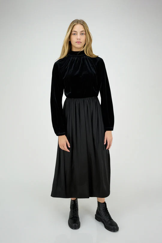 ZAIKAMOYA MICHELE VELVET TOP COMBO DRESS