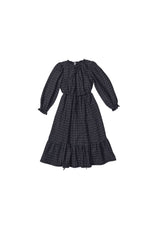 VENERA ARAPU BOARD MISTERY RUFFLE PLAID DRESS WITH PEASENT SLEEVES ELASTIC WAIST