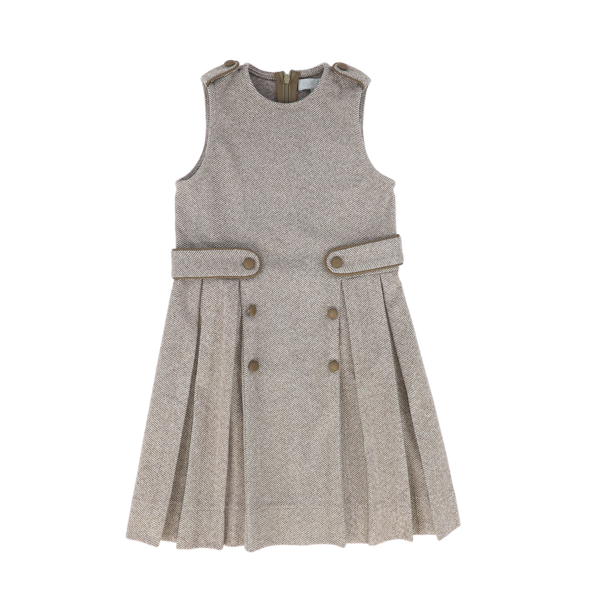 BACE COLLECTION HERRINGBONE BUTTON DETAIL DRESS