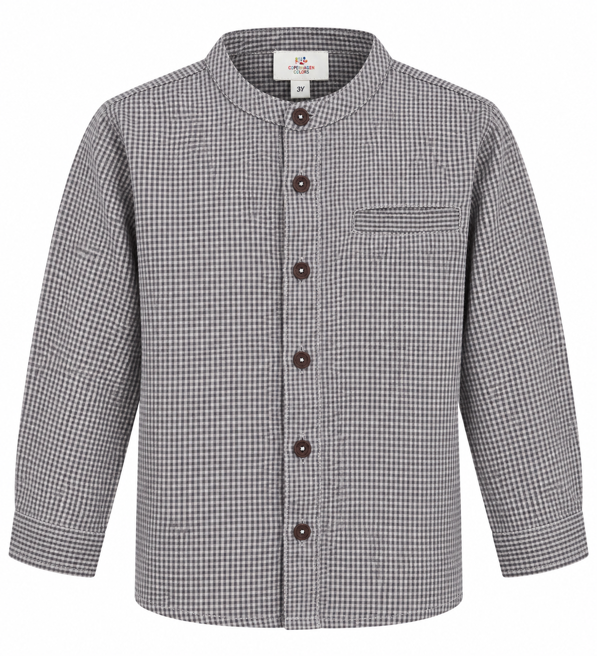 COPENHAGEN COLORS CHECKERED PLACKET ROUND NECK SHIRT