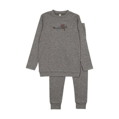 BONJOY 2PC AIRPLANE GRAPHIC SWEATSHIRT SET