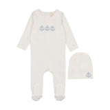 BONJOY 2PC EMBROIDERED ANCHOR FOOTIE WITH HAT SET