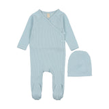 BONJOY 2PC RIBBED WRAPPED FOOTIE WITH BEANIE SET