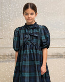 COSMOSOPHIE PLAID BOW DRESS