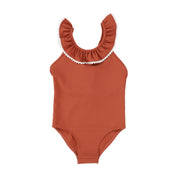 WATER CLUB RIBBED SCALLOP TRIM BATHING SUIT