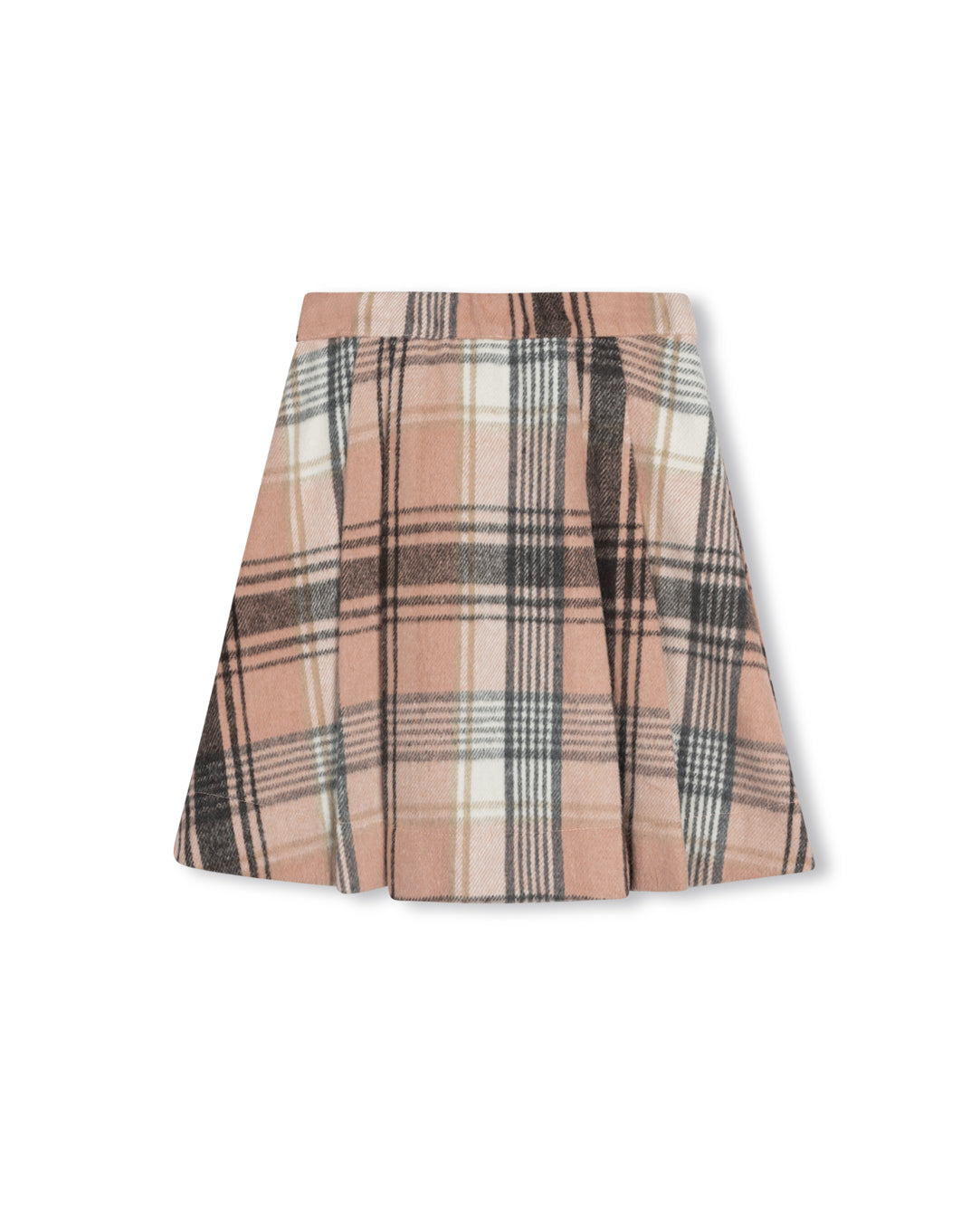 ONE CHILD 2PC RUFFLE COLLAR SWEATER WITH GILT WOOL SIDE PLEATED PLAID SKIRT