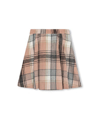 ONE CHILD 2PC RUFFLE COLLAR SWEATER WITH GILT WOOL SIDE PLEATED PLAID SKIRT