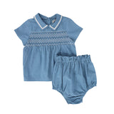 BACE COLLECTION 2PC SMOCKED COLLAR TOP AND BLOOMERS