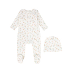 BEBE JOLEE 2PC FLORAL FOOTIE WITH BEANIE