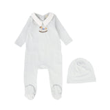 BEBE JOLEE 2PC EMBROIDERED ROCKING HORSE FOOTIE WITH BEANIE