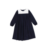 BACE COLLECTION EYELET TRIM COLLAR PLEATED DRESS