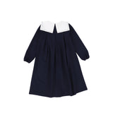 BACE COLLECTION EYELET TRIM COLLAR PLEATED DRESS