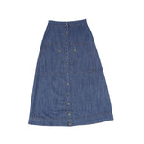 BAMBOO BUTTON DENIM MAXI SKIRT