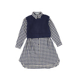 BACE COLLECTION FLANNEL GINGHAM OVERLAY SHIRT DRESS