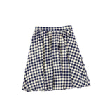 BACE COLLECTION FLANNEL GINGHAM WAISTED FLARE SKIRT